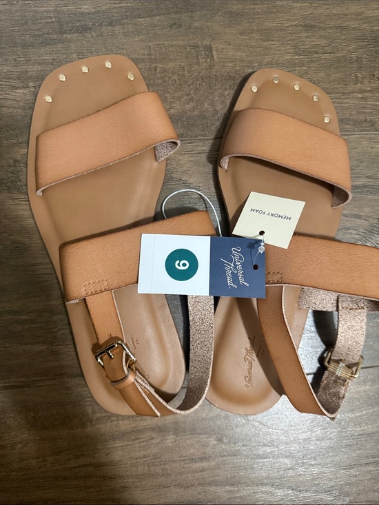 Universal Thread Shoes - Universal Thread Tan Slide Sandals with Ankle Buckle
